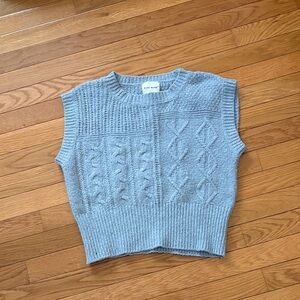 Pink Rose Light Blue Textured Sweater Vest